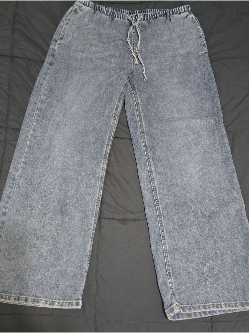 Vanilla Star Womens Light Wash Wide Leg Baggy Jeans High Rise Medium